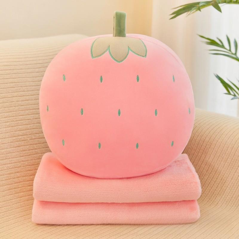 Fruit Plush Pillow With Warmth Blanket For Summer Relaxation And Office Comfort