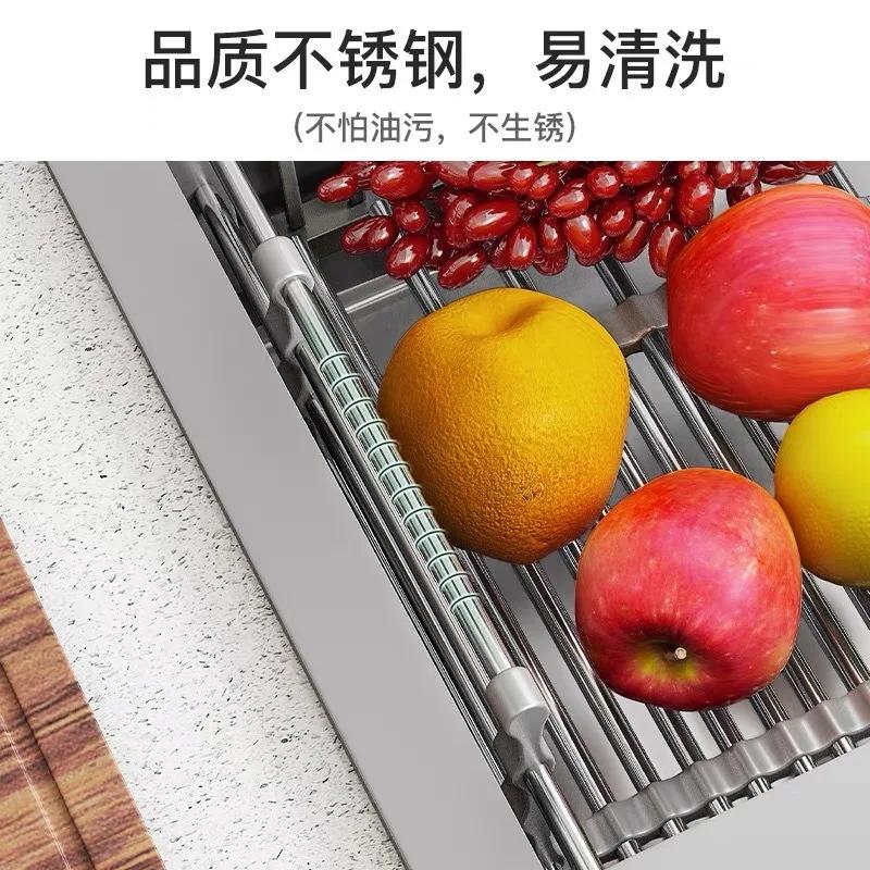 Kitchen Sink Drain Rack Dish Basket Folding Stainless Steel Washing Dishes