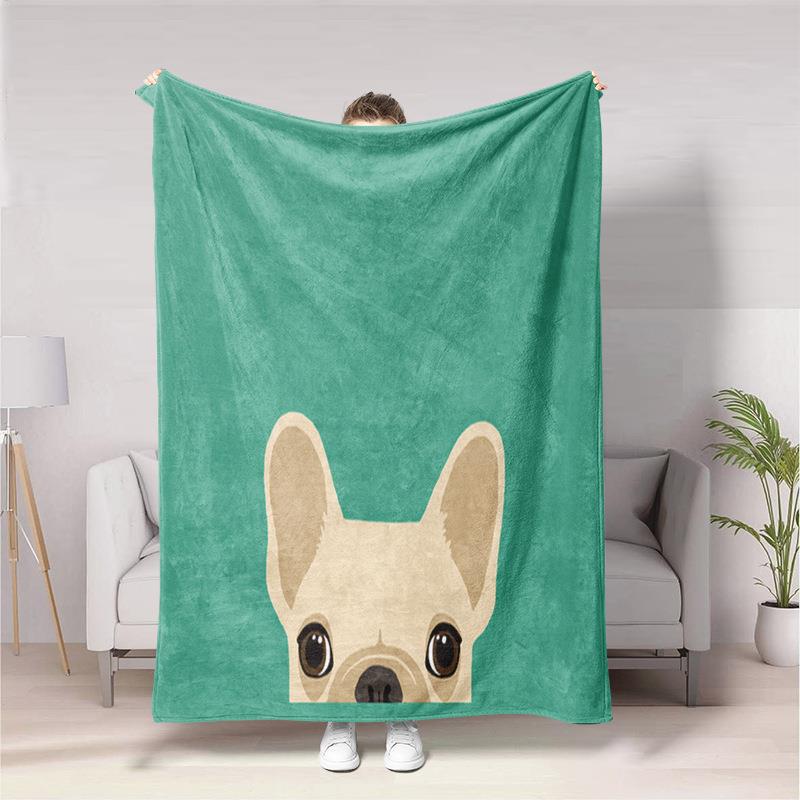 

Cute cartoon dog digitalprinted polyester Bedroom velvet flannel soft sofa cover blanket Fleece soft sofa cover blankets 75x100cm