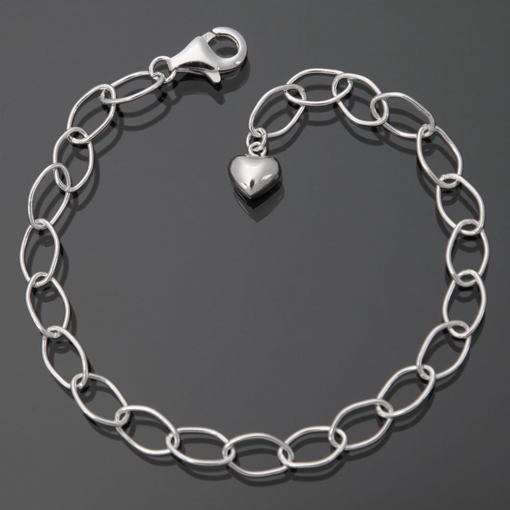 Chain Unique Silver Heart Anklet 92.5 Silver Oval
