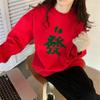 #Big sweater composite silver fox velvet towel embroidery, couple outfit girlfriend outfit velvet thickened New Year sweater women