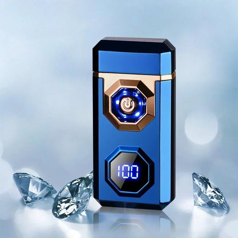 Large Flame Arc Metal Lighter Windproof LED Lighting Power Display Ignition Display Fast Charging Ignition Gadget