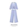 Jnleaog Spring New Arrival Women's Clothing Fashion Style French Style Bow Decoration Stripes Shirt Striped Pants 3710338