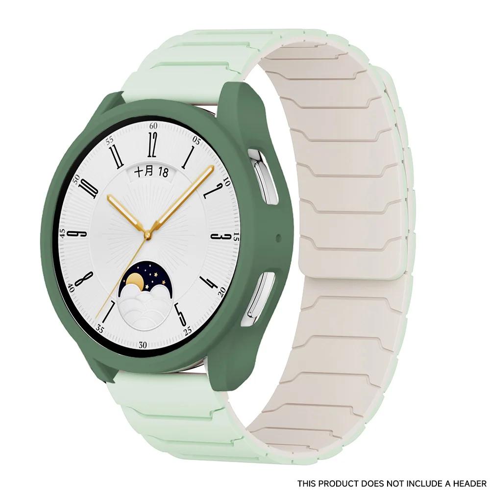 Magnetic Strap + Case For Samsung Galaxy Watch 7/6/5/4 40mm 44mm PC Hollow Protector Bumper Cover Magnetic Silicone Watchband