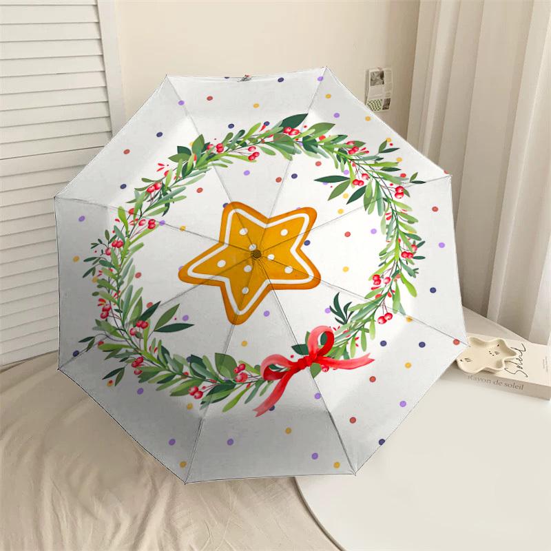 

1pc Christmas star Automatic Open/Close Umbrella Compact Folding Umbrella with 8-Rib Shaft for Women/Men, Elegant Birthday1149S