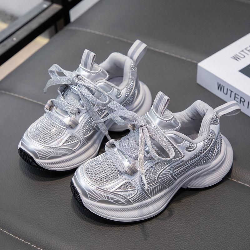 

Kids Sparkly Rhinestone Casual Sport Sneakers 26