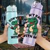 1PC Dont Rawr With Me Dinosaur 750ml Color Plastic Sports Water Bottle Leakproof Flip Straw Lid Suitable for Sports Office Home Use