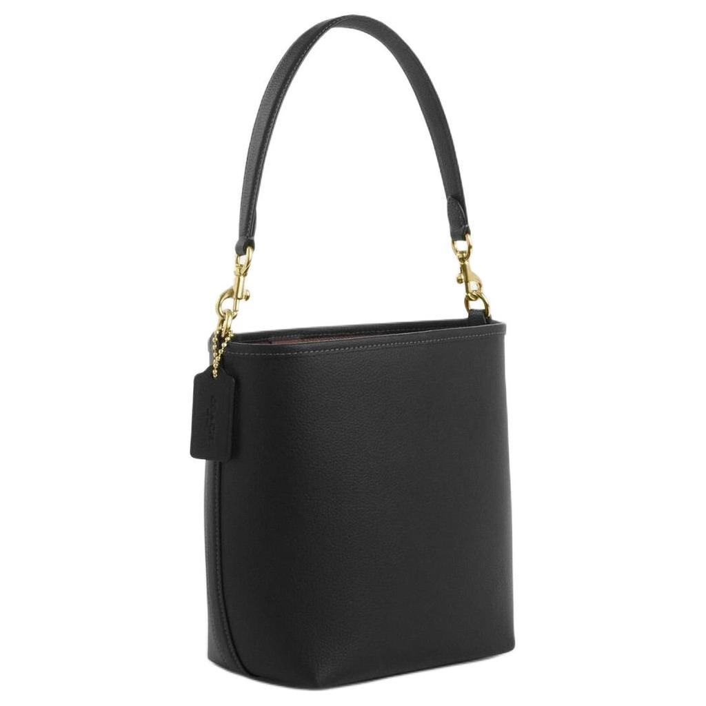 Coach City Bucket 17 Metalowe Logo Jednolity Kolor Skórzana Torba Bucket Bag Damskie Torby Czarny CT801-IMBLK