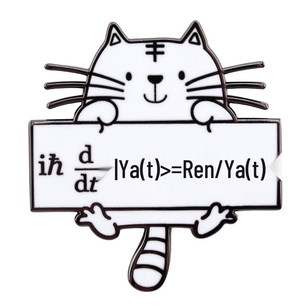 Quantum Cat Enamel Brooch: Schrödinger s Equation Science Pin Gift