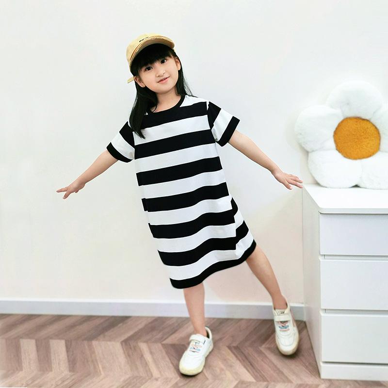 Summer Korean Style Striped Princess Dress for Girls - Short-Sleeved Fashion Skirt