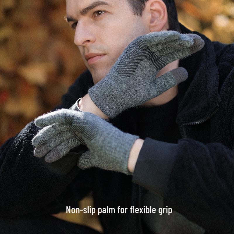 Herren Winter Winddichtes Fleece Radhandschuhe mit Samtfutter