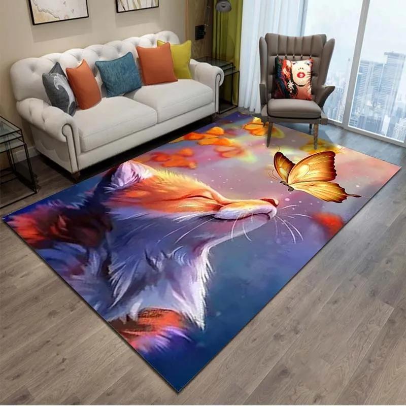 Cartoon Animals Colour Fox  3D Print Rug Carpets for Living Room Home Decor Carpet Children Bedroom Play Soft Non-slip Large Mat