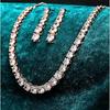Jewellery Set Classic Style AD/American Diamond Studded Rose Gold Plated Handcrafted Circle Necklace Set for Women & Girls