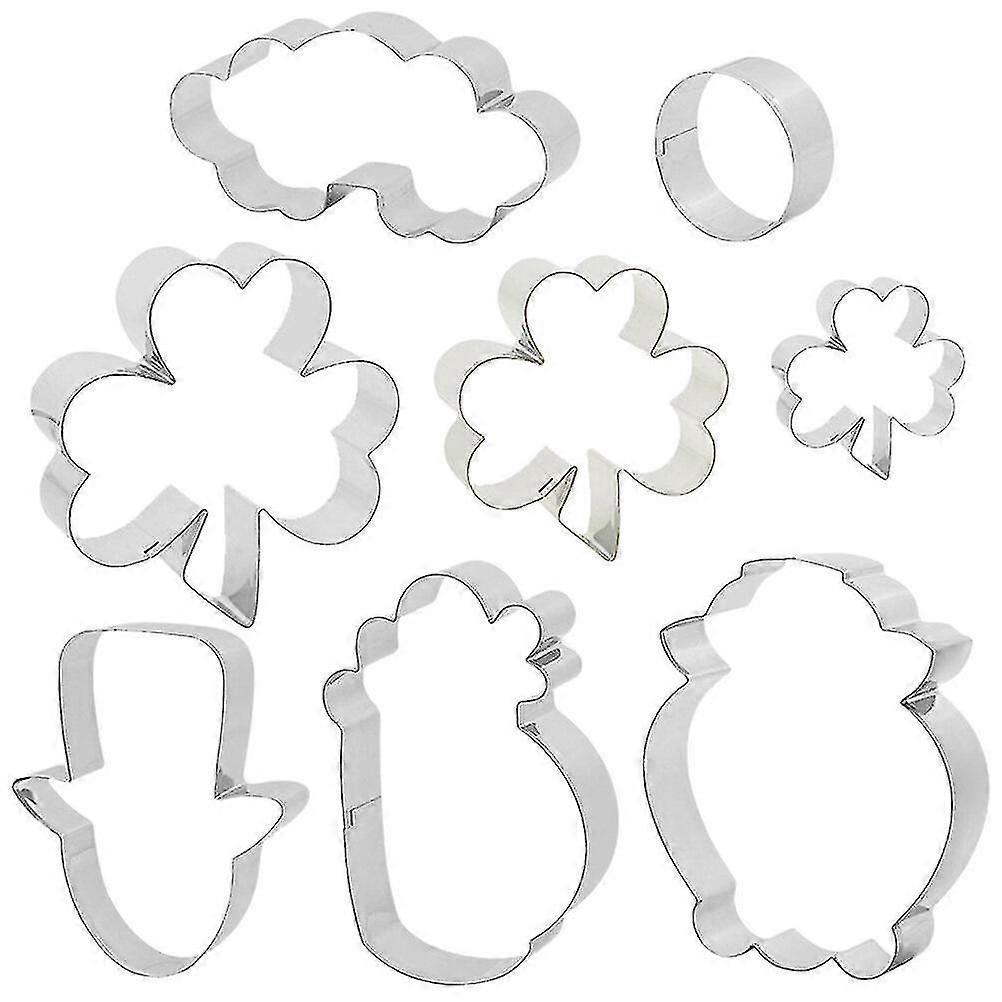 8pcs St Patrick Day Cookie Cutters Metal Cookie Molds Biscuit Cutter Metal Cookie Molds - Pjun