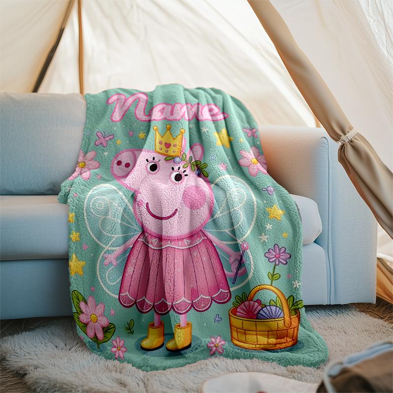 Personalized Custom Name Blanket - Peppa Pig Print Design,Blanket for Sofa,Bed,Travel,Camping - Soft and Warm, Great Gift