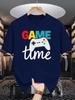 Unisex Crew Neck Tee Game Time Colorful Gamepad Art Graphic Print Soft Cotton Loose Short Sleeve Summer Casual Male Streetwear Tops