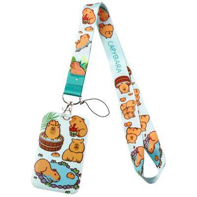 Badge Card Holder with Lanyard Colourful Lanyard Lovely Card Holder Capybara Neck Strap Present for Nurse Students