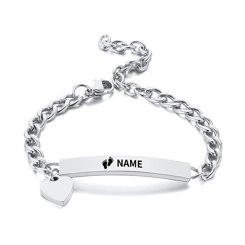 Individuell gravierte Armbänder für kleine Mädchen, personalisierter anti-allergischer Edelstahl-Balken Schmuck für Mädchen und Jungen