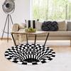 Round Black White Grid Carpet 3D  Vortex Room Bedroom Anti Slip Floor Mats Home Carpet Rugs