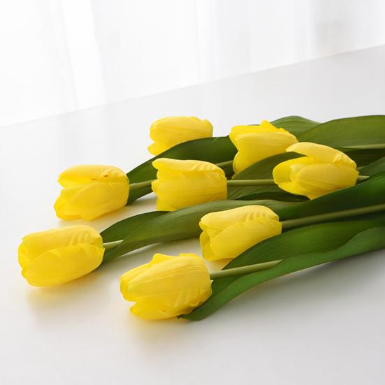 Artificial Tulip with Bendable Stem Realistic Fake Flower Low Maintenance Faux Tulip for Vase Flower Arrangement Home Party Wedding Decor