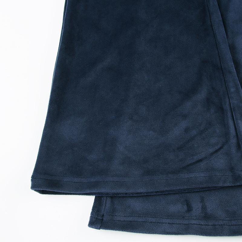 Striped Elastic Waist Velvet Loose Wide Leg Pants Women Casual Simple Bell-bottoms Fashion Trousers Autumn Winter