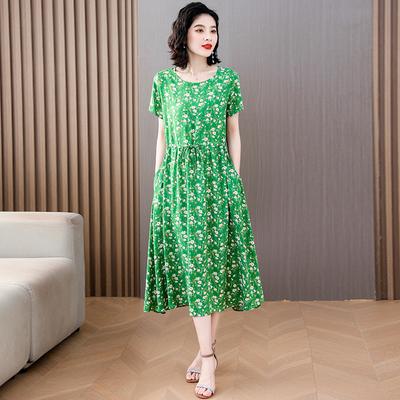 Letní elegantní šaty Dámské Tenké Krátký rukáv Ležérní Letní Dámské šaty Korejský styl Vintage oblečení