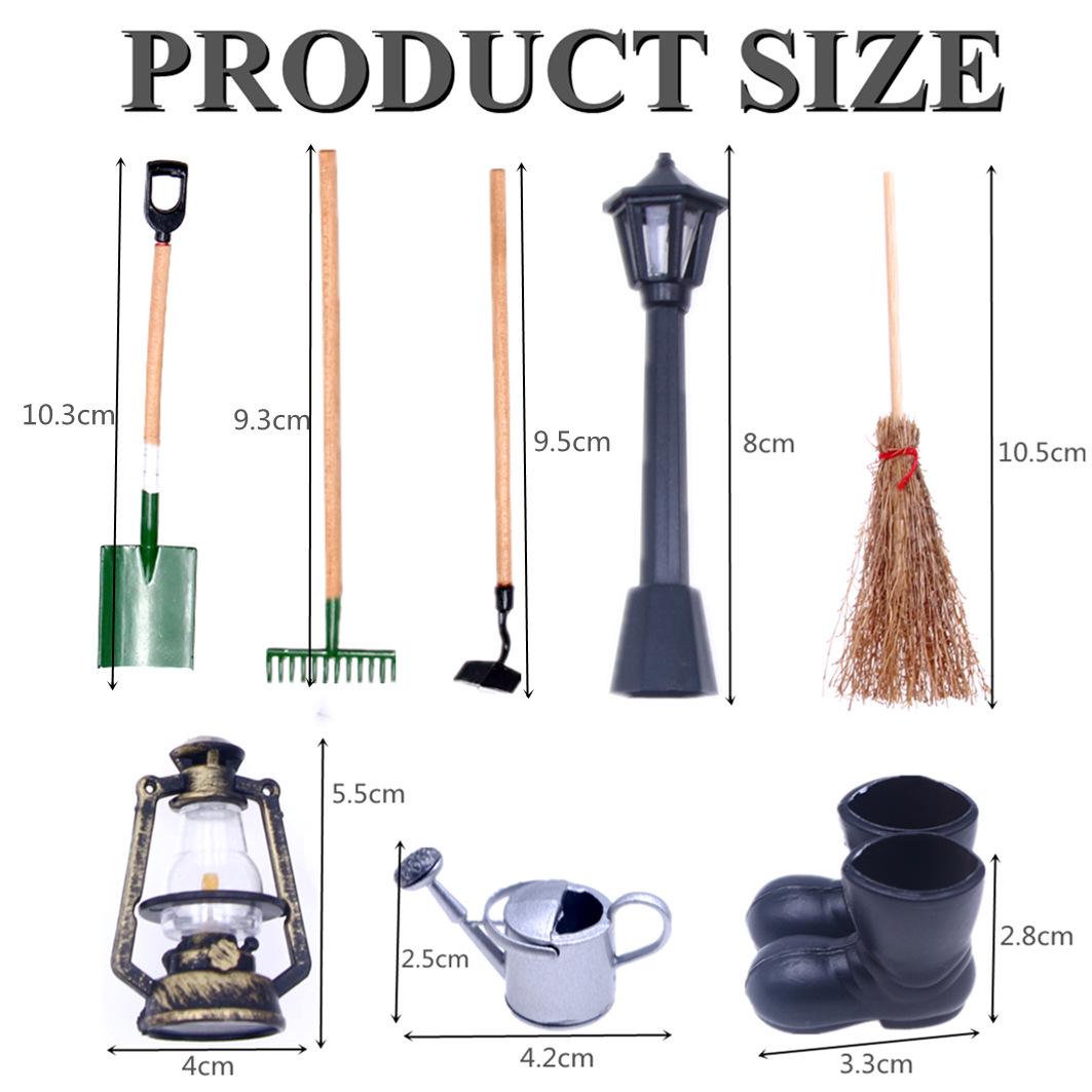 Dollhouse Garden Farm Tools Mini Set: Hoe, Shovel, Rake for OB11 BJD Models