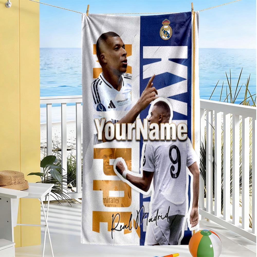 Mbappe Personalisierter Name Strandtuch Super Weich & Saugfähig Perfekt für Reisen Yoga Camping und Schwimmen