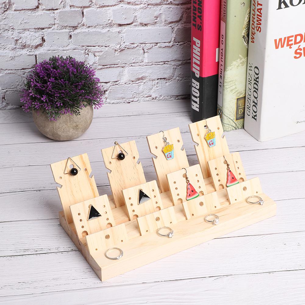 Wooden Earrings Ear Stud Ring Display Board Jewelry Stand Eardrop Storage Bracket
