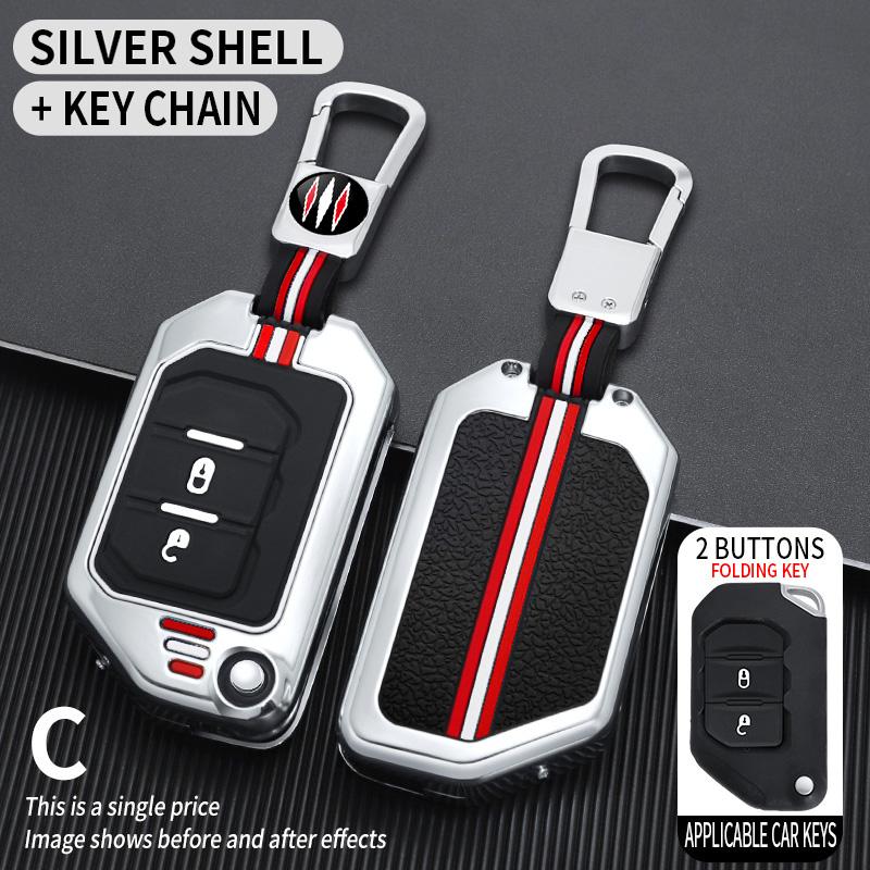Zinc Alloy Car Key Case For Jeep Gladiator Jt Sahara Jlu Jk Wrangler Jl Rubicon Accessories