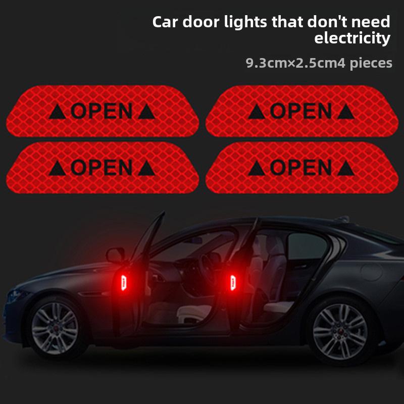 

Светоотражающие наклейки на двери автомобиля, защитные и декоративные, устойчивые к царапинам 4 pieces/pack красный