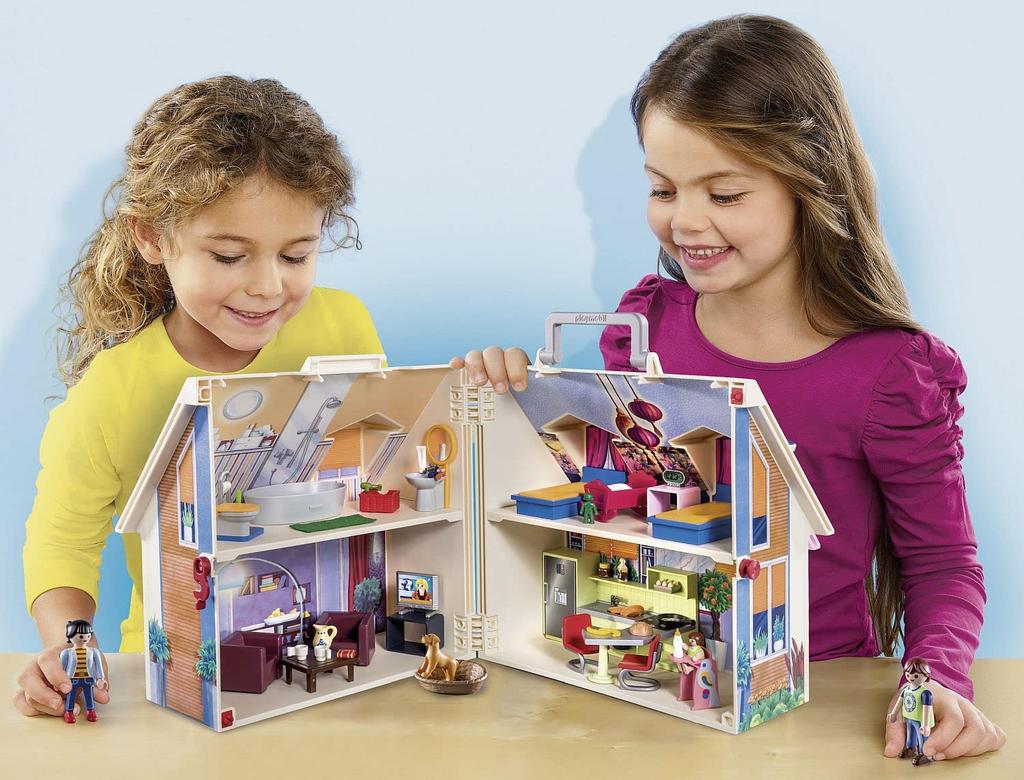 PLAYMOBIL Dollhouse 70985 Mitnehm-Puppenhaus Mit Griff, Zusammenklappbar, Spielzeug Für Kinder Ab 4 Jahren