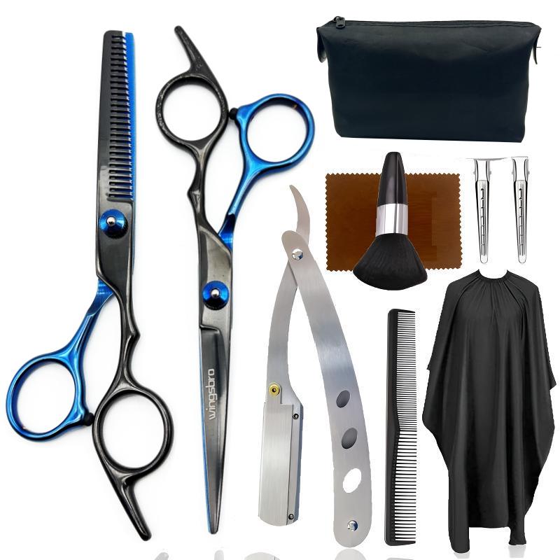 6.7 Inches Hair Cutting Scissors Set, Flat & Thinning Scissors with Accessories for Barber Salon Shop and Homeuse