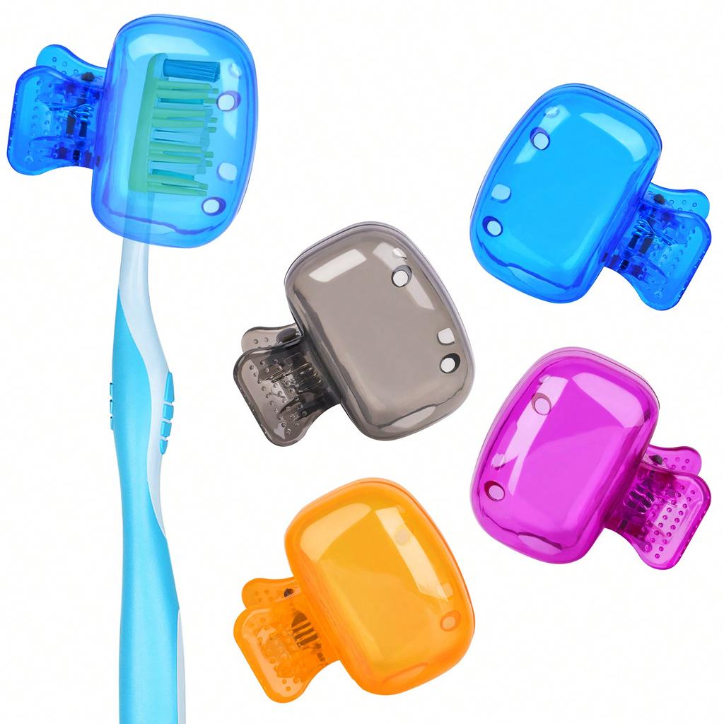 Travel Toothbrush Head Covers Toothbrush Protector Cap Brush Pod Case Protective Portable Plastic Clip for Household Travel, Camping