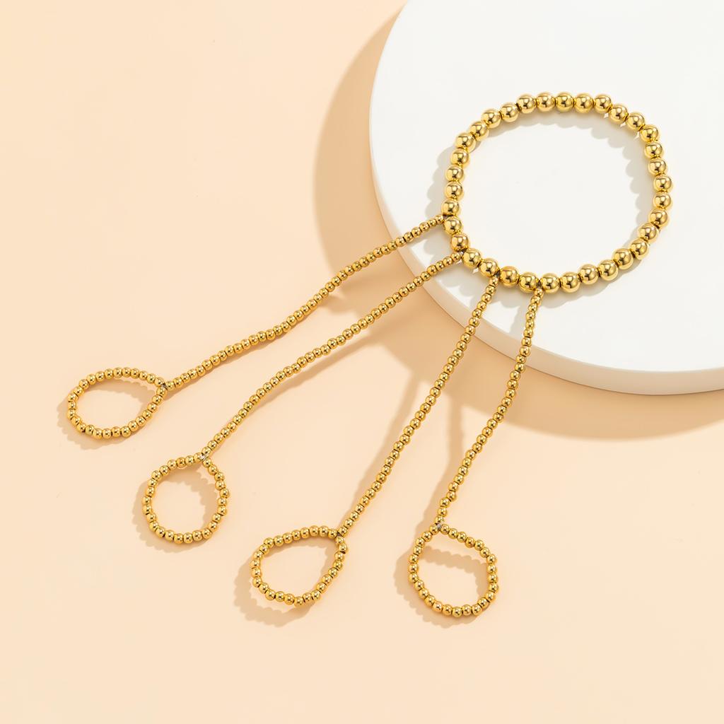 Punk Geometric  Chain Wrist Bracelet for Women Ring Charm Set Couple Emo Fashion Jewelry Gifts Pulsera Mujer