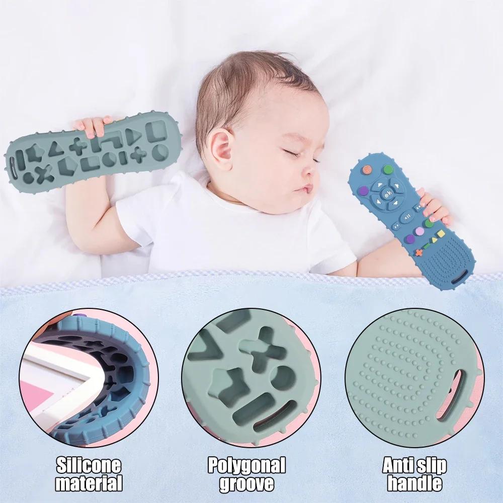 Brinquedo Calmante Não Tóxico de Silicone Simulação de Controle Remoto de TV Formato Teaser Stick Grau Alimentício para Bebês Brinquedos de Educação Sensorial para Crianças