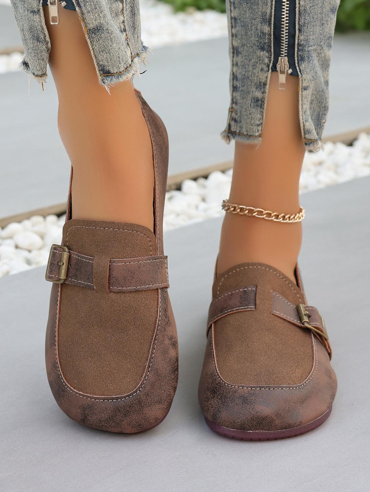 

Ретро Мори Туфли-лодочки с мелким вырезом Женские Новые Дизайн в британском стиле Ленивые туфли Большой размер Женские 38 коричневый