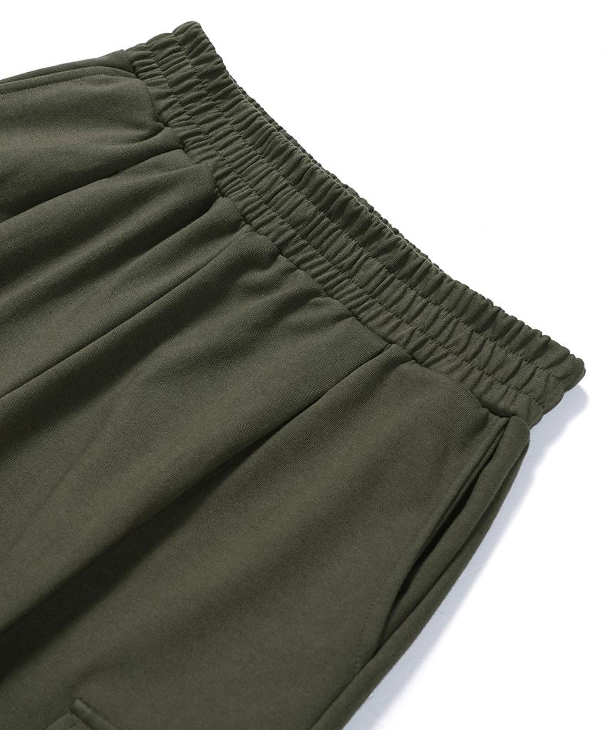 GAKKAI UNIONS [Select Summer, Brushed, Or All-Season Fabric] One-Pleat Wide Sweatshirt Cargo Pants Khaki
