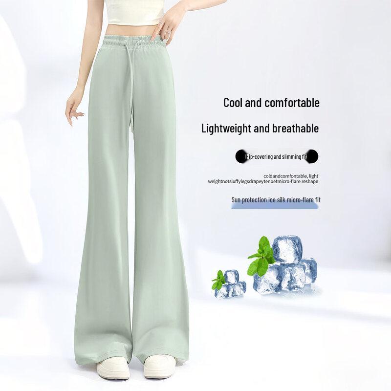 MINISO Women's Ice Silk Slim-Fit Micro-Flared Pants