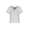 Summer Women White Lace Panel V Neck Short Sleeve Loose Blouse Shirt