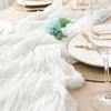 Semi-Sheer Gauze Table Runner Cheese Cloth Tablecloth Luxury Table Cover  Wedding Decor