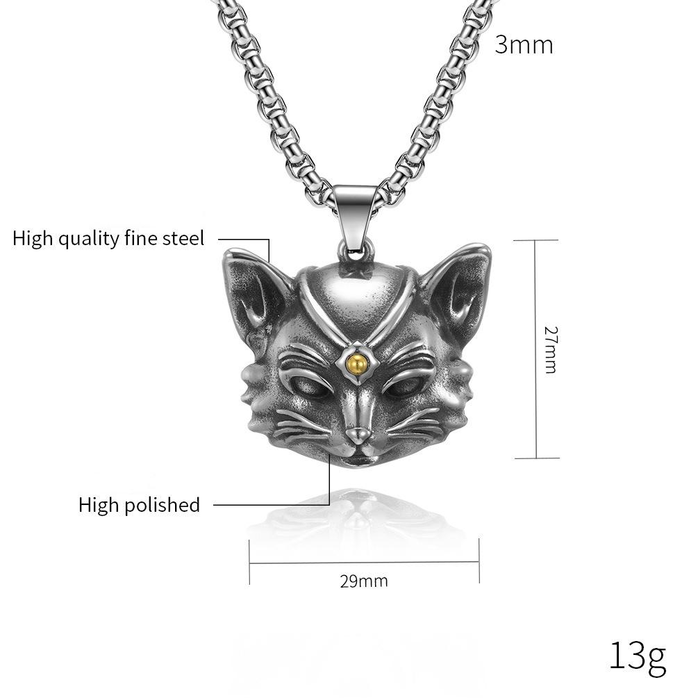 

Панк Ретро Колокольчик Ветер Кот Подвеска из нержавеющей стали Нишевая Личность Голова кота Ожерелье Аксессуары Вечеринка Панк Праздничный Подарок Ювелирные изделия S