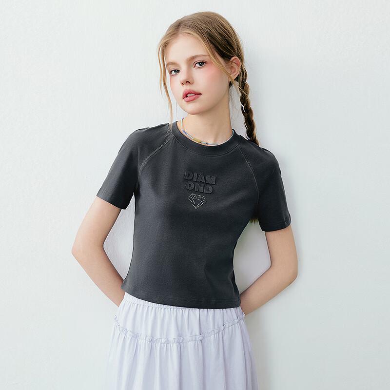 LEDIN Minimalist Embroidered Diamond Logo Short-Sleeve T-Shirt S