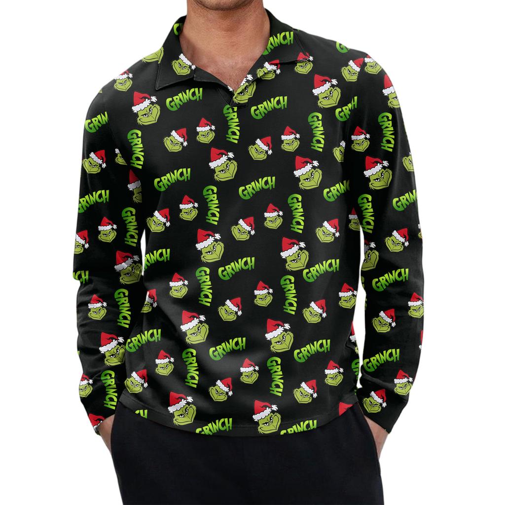 Men's Casual Retro Small V-neck Long-sleeved Top