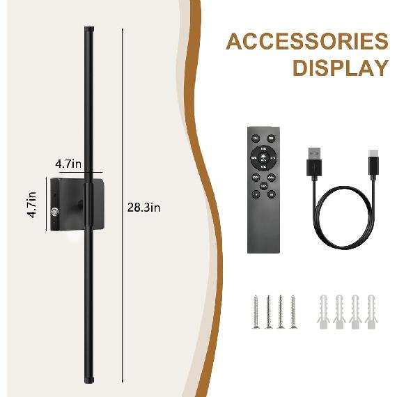 Battery Operated Wall Sconce with Remote, 3000K-6000K Dimmable Sconces Battery Operated 360° Rotatable, Wireless Wall Lights for Living Room,
