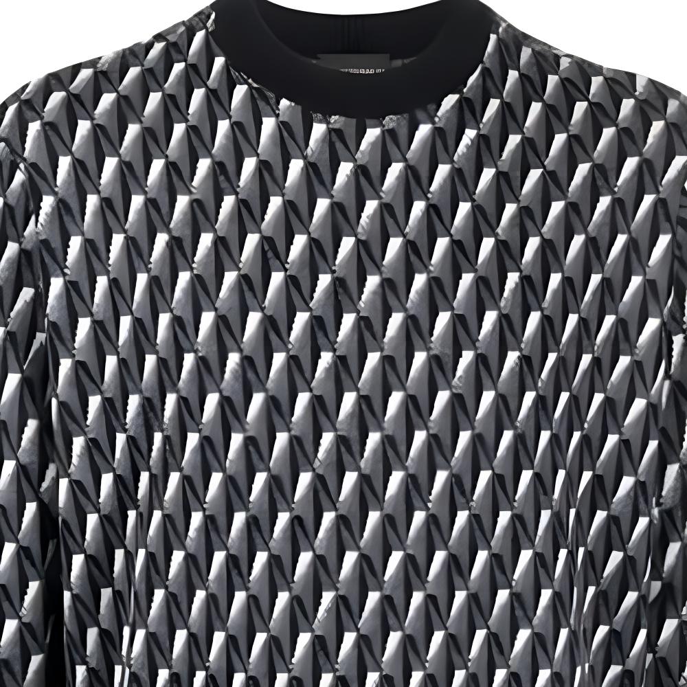 Emporio Armani FW22 Geometric Pattern Logo Knit Long Sleeve Pullover Sweatshirt Men Sweatshirt Black 6L1MXX-1MCQZ-F633