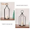 Farmhouse Candle Lantern Black Coated Metal Lantern Candle Holder Desktop Open Candle Lantern for Living Room Coffee Table Front Porch