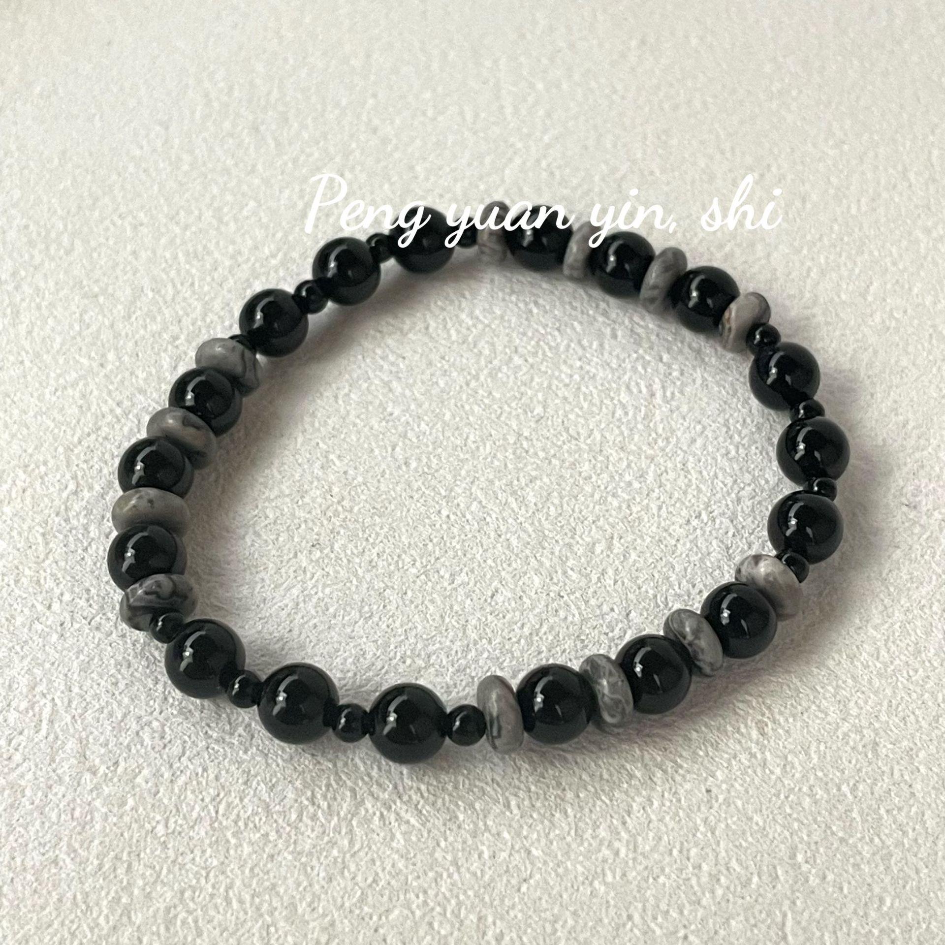 S925 Sterling Silver Obsidian Women s Bracelet: New Chinese Retro Style, Elastic, Versatile. 925 Silver
