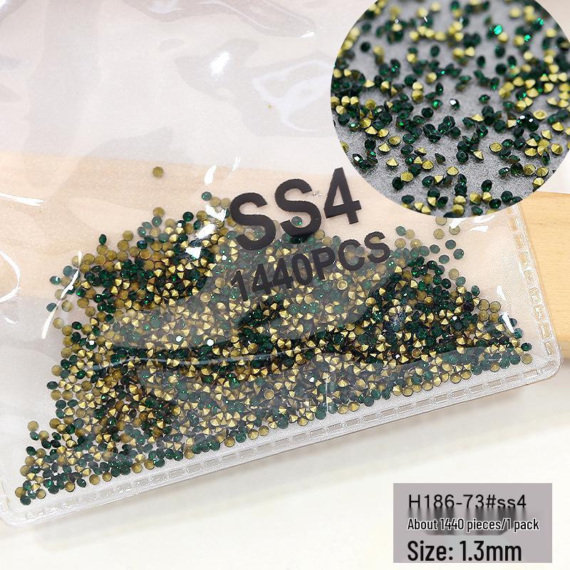 

Набор из 1440 штук изумрудных страз с круглым дном и острым верхом для украшения ногтей - Темно-зеленый