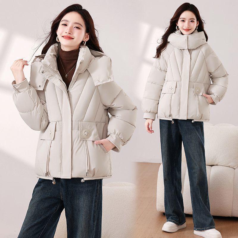Fashion Korean Style Short Hooded Loose Warm Winter Thickened Cotton Padded Coat Simple Design